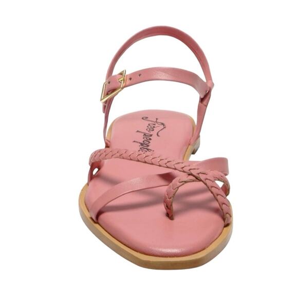 Free People Sunny Days Flat Sandal Sz 8.5 Pink Ankle Strap Adjustable Padded New - Picture 7 of 9